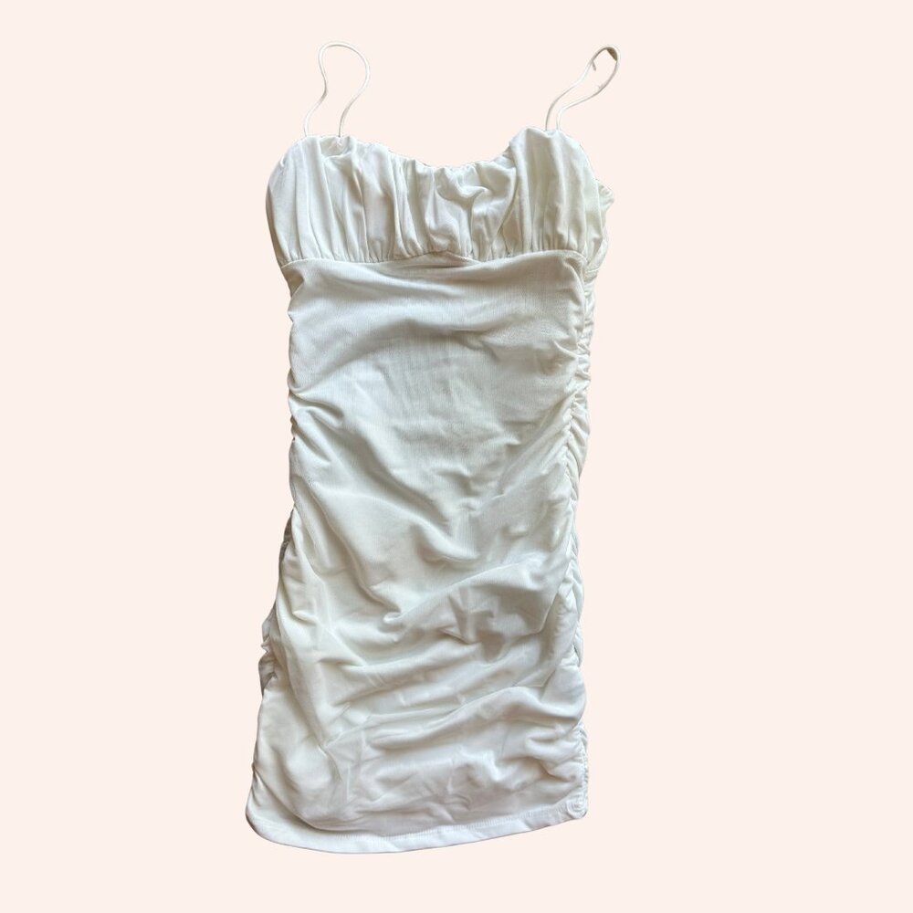 Princess Polly Mesh Ruched Mini Dress White